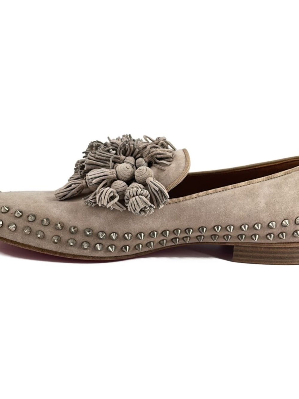 Christian Louboutin Tassel Spikes Flat Stone Suede Loafers Mens Sz 43 - Picture 2 of 8